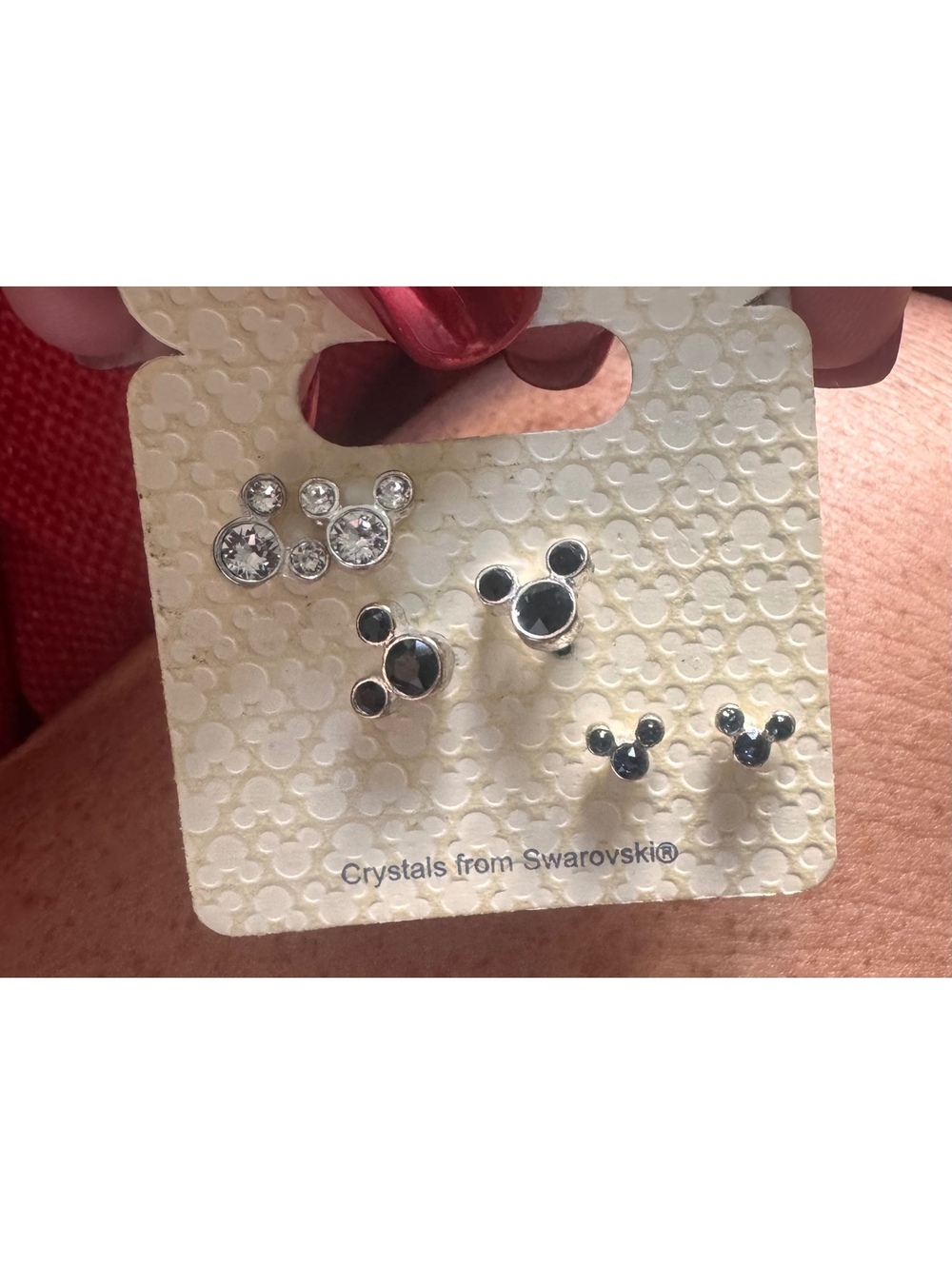 Disney Swarovski Crystal Mickey Mouse Earrings 3 Pair Set Vintage
